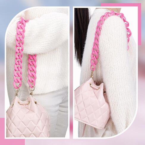 PH PandaHall 26 Inch Decorative Purse Chain Bag Strap Cute Bag Chains Acrylic Extender Chain Replacement Chains with Buckles for Handbags Wallet Shoulder Bag Making, Hot Pink, 1pc in Kuwait
