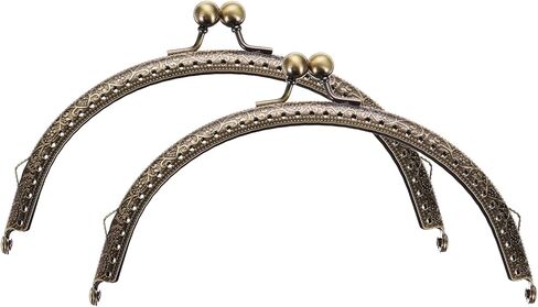 uxcell 2 Pcs Metal Purse Frame, 15cm/5.9" Retro Arch Kiss Lock Clasp Frame Embossed for Purse Making, Handled Bag, Coin Bag Clutch Bag, Frame Hardware Replacements (Bronze) in Saudi Arabia