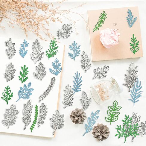 SourceTon16 Pcs Metal Die Cuts Stamps and Dies - Leaf & Foliage Cutting Dies for Card Making, DIY Hand Embossing, Birthday Gifts, etc in Saudi Arabia