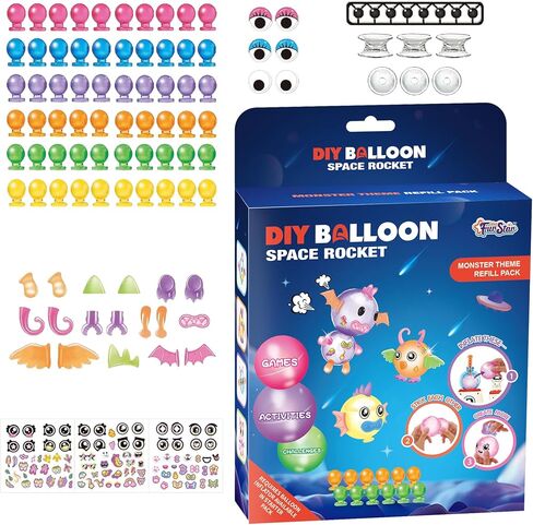 DIY Balloon Craft Kit Refill Pack - 194 Pcs Replacement Accessories for Sticky Balloon Toys, Creative Arts & Crafts Supplies for Kids 3+ in Saudi Arabia