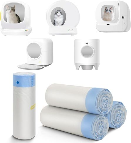 40 قطعة بفتحة 21.6 بوصة × طول 11.8 بوصة لصندوق فضلات القطط للتنظيف الذاتي، بطانات صندوق فضلات القطط الأوتوماتيكية البديلة، 2 أكياس قمامة برباط للروبوت، سميكة للغاية، (عبوتان/40 قطعة) in Kuwait