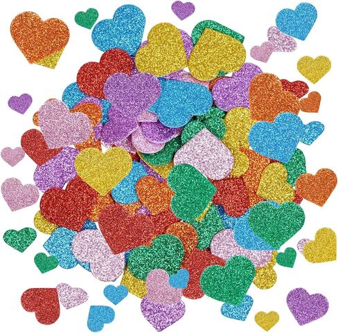 Marrywindix 200 PCS Foam Stickers Glitter Heart Stickers Colorful Self Adhesive Heart Shapes Sticker Happy Valentines Day for Crafts Arts Supplies Scrapbooking DIY Greeting Card Envelopes Home Decor in Saudi Arabia