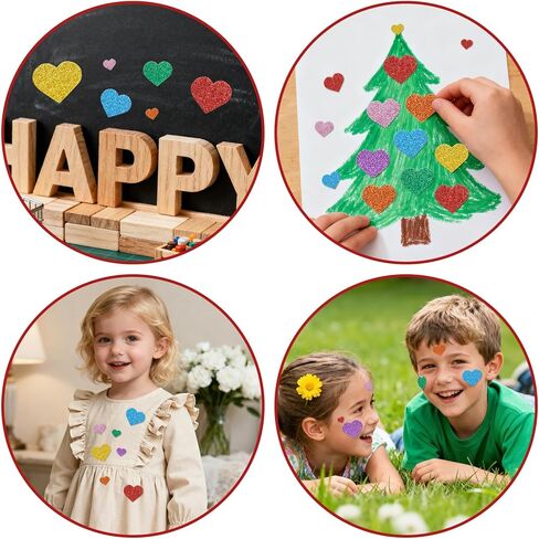 Marrywindix 200 PCS Foam Stickers Glitter Heart Stickers Colorful Self Adhesive Heart Shapes Sticker Happy Valentines Day for Crafts Arts Supplies Scrapbooking DIY Greeting Card Envelopes Home Decor in Saudi Arabia