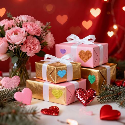 Marrywindix 200 PCS Foam Stickers Glitter Heart Stickers Colorful Self Adhesive Heart Shapes Sticker Happy Valentines Day for Crafts Arts Supplies Scrapbooking DIY Greeting Card Envelopes Home Decor in Saudi Arabia