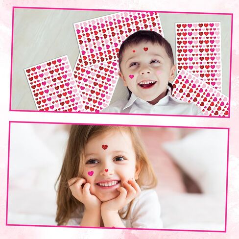 Sayglossy 10 Sheets 2000 Pcs Valentines Small Heart Stickers for Kids, Tiny Mini Heart Stickers, Glitter 2 Size Valentines Decor for Gift Wrapping Scrapbooking DIY Crafts in Saudi Arabia