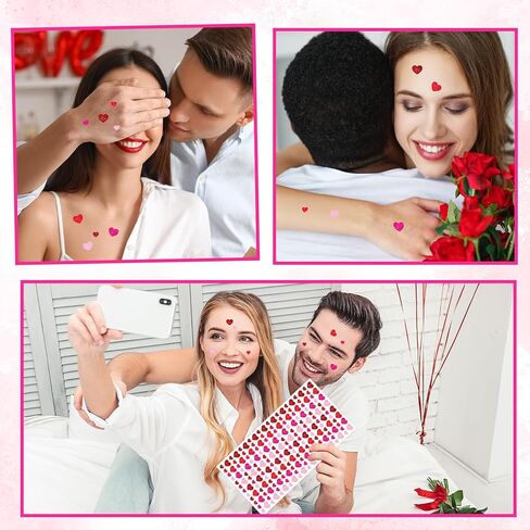 Sayglossy 10 Sheets 2000 Pcs Valentines Small Heart Stickers for Kids, Tiny Mini Heart Stickers, Glitter 2 Size Valentines Decor for Gift Wrapping Scrapbooking DIY Crafts in Saudi Arabia