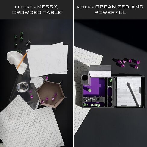 All-in-One Dice Tray with Tower by TTRPG World - Magnetic Modular Organizer for 5E & d20 RPGs with Soft Lining, Tower, Mini Holder, Sheets & Mystery Dice Set (Purple) in Saudi Arabia