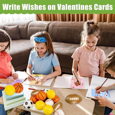 Valentines Day Gifts for Kids Classroom - Mini Stress Ball Toys with Exchange Cards for Toddler Class School Exchange Gift - Sport Stress Bouncy Balls for Kids Valentines Party Favors - 25 Pack in Saudi Arabia