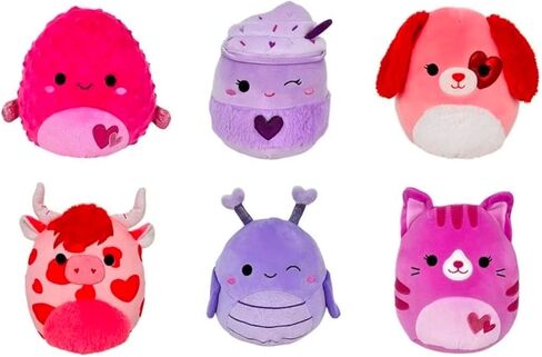 Squishmallows 2026 Valentine Squad 5 Inch Stuffed Animals Plush Set of 6, with Laurie The Highland Cow, Cat, Dog, Grasshopper, Pufferfish, Latte, (Set of 6) in Saudi Arabia