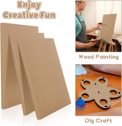 15 Pack 12" x16" MDF Boards - 1/8" Thick Boards for Crafts, Medium Density Fiberboard Unfinished Wood Art Boards Blank Wooden Blocks Chipboard Panels for DIY Crafts, Painting, Engraving in Saudi Arabia