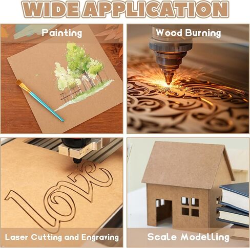 15 Pack 12" x16" MDF Boards - 1/8" Thick Boards for Crafts, Medium Density Fiberboard Unfinished Wood Art Boards Blank Wooden Blocks Chipboard Panels for DIY Crafts, Painting, Engraving in Saudi Arabia