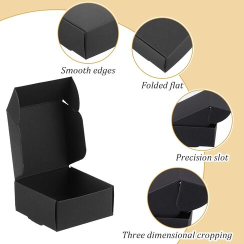 HOFURME 200 Pcs Mini Cardboard Boxes with Lid, Small Cardboard Boxes for Crafts, 2.16''x2.16''x1'' Tiny Box Bulk for Jewelry Earrings Ring Party Favors (Black & Brown) in Saudi Arabia