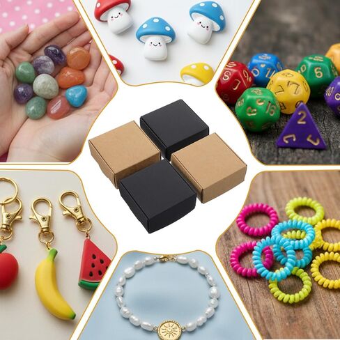 HOFURME 200 Pcs Mini Cardboard Boxes with Lid, Small Cardboard Boxes for Crafts, 2.16''x2.16''x1'' Tiny Box Bulk for Jewelry Earrings Ring Party Favors (Black & Brown) in Saudi Arabia