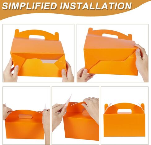 Grevo Black Cardstock Gable Box with Handle, 12Pcs, 9.45"x5"x5" Durable & Sturdy Treat Boxes for Wedding, Baby Shower, Kids Birthday, Party Favor, Holidays Gifts in Saudi Arabia