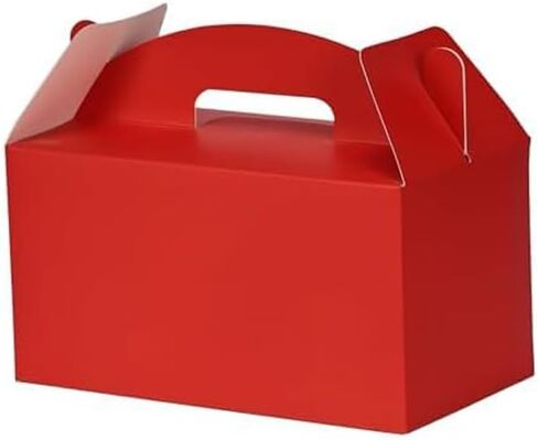 Grevo Black Cardstock Gable Box with Handle, 12Pcs, 9.45"x5"x5" Durable & Sturdy Treat Boxes for Wedding, Baby Shower, Kids Birthday, Party Favor, Holidays Gifts in Saudi Arabia