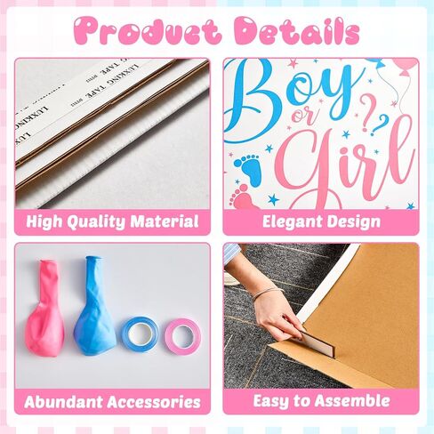 28 Inches Extra Large Gender Reveal Gift Box Kit with Oversized One Sided Printing Box Giant Pull Bows Balloon Ribbon for Gender Reveal Baby Shower Birthday Party Decor Supplies Not for Heavy-Duty in Saudi Arabia