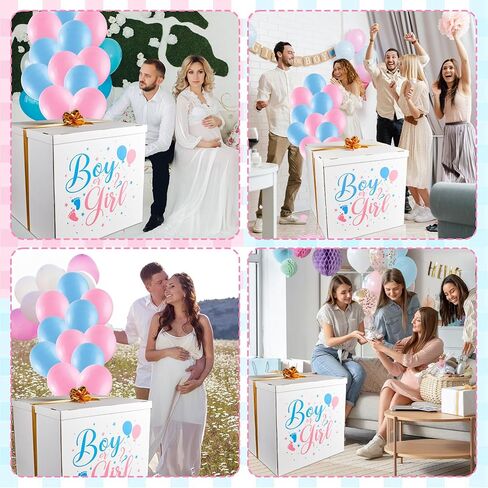 28 Inches Extra Large Gender Reveal Gift Box Kit with Oversized One Sided Printing Box Giant Pull Bows Balloon Ribbon for Gender Reveal Baby Shower Birthday Party Decor Supplies Not for Heavy-Duty in Saudi Arabia
