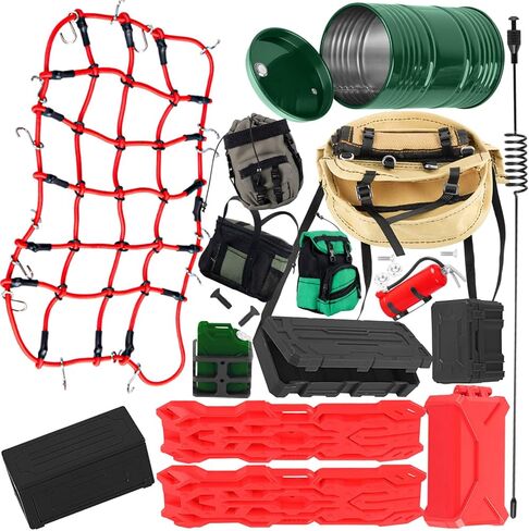 RC الزاحف سيارة الديكور محاكاة الديكور حزمة ترقيات جزء ل 1/10 Trx4 Trx6 SCX10 Redca t GEN 7 8 Rc4w d، شبكة الأمتعة، لوحة الاسترداد، الأمتعة، خزانات الوقود، صندوق الأدوات، الهوائيات، الأخضر in Saudi Arabia