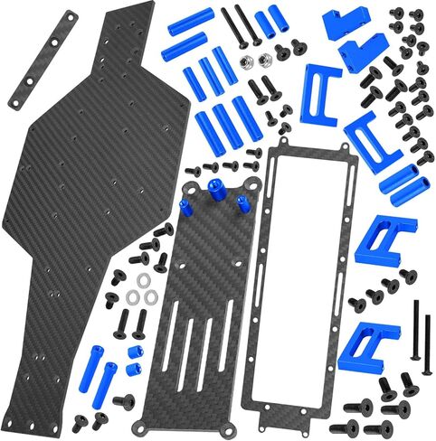 RC Carbon Fibre Chassis Upgrades Part for 1/10 Slash 2WD LCG,RC Chassis Protect Armor Skid Plate Guard Hops Up,Navy Blue in Saudi Arabia