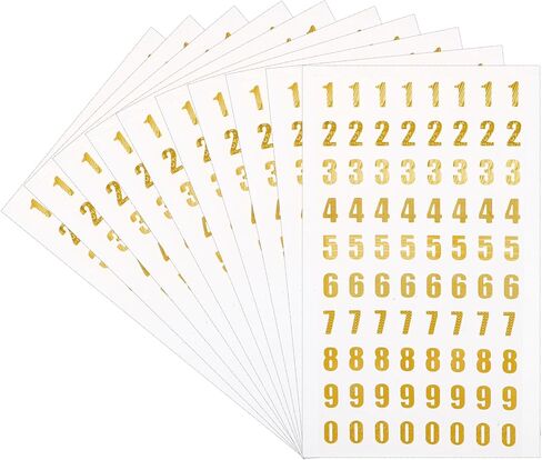 10 Sheets Mini Gold Number Stickers 0-9 Small Gold Glitter Self Adhesive Number Stickers for Scrapbooks Gift Decoration Cards Phone Case Craft in Saudi Arabia