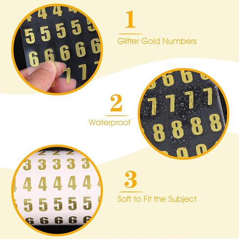 10 Sheets Mini Gold Number Stickers 0-9 Small Gold Glitter Self Adhesive Number Stickers for Scrapbooks Gift Decoration Cards Phone Case Craft in Saudi Arabia