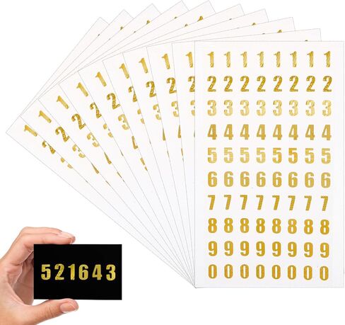 10 Sheets Mini Gold Number Stickers 0-9 Small Gold Glitter Self Adhesive Number Stickers for Scrapbooks Gift Decoration Cards Phone Case Craft in Saudi Arabia