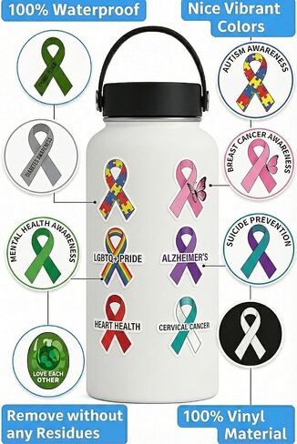 Rare Disease Day 2022 Zebra Care About Rare, Rare Disease Awareness 1" 50 Pack Scrapbooking Stickers Waterproof Vinyl Decals for Water Bottle Laptop Phone Case in Saudi Arabia