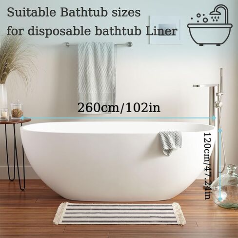 1 Pack Disposable Bathtub Cover Liner, Portable Bathtub Liners, Large Bathtub Liner Plastic Bag Individual Pack Bathtub Liner for Travel, Salon, Household and Hotel Bath Tubs (102 x47 Inch) in Saudi Arabia