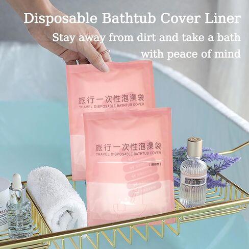 1 Pack Disposable Bathtub Cover Liner, Portable Bathtub Liners, Large Bathtub Liner Plastic Bag Individual Pack Bathtub Liner for Travel, Salon, Household and Hotel Bath Tubs (102 x47 Inch) in Saudi Arabia