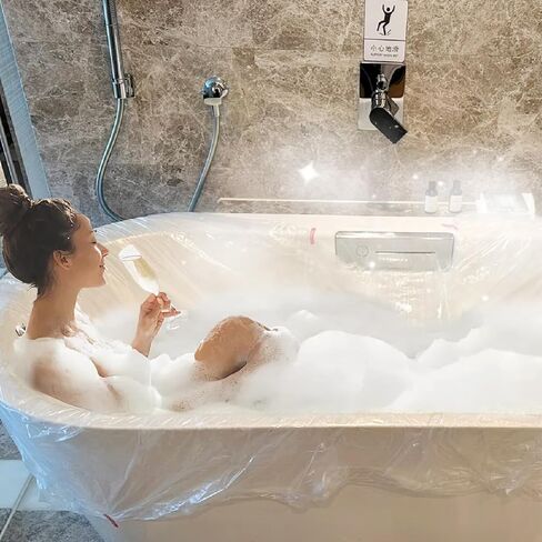 1 Pack Disposable Bathtub Cover Liner, Portable Bathtub Liners, Large Bathtub Liner Plastic Bag Individual Pack Bathtub Liner for Travel, Salon, Household and Hotel Bath Tubs (102 x47 Inch) in Saudi Arabia