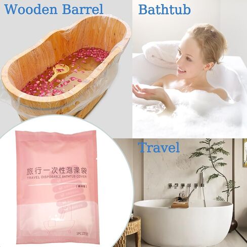 1 Pack Disposable Bathtub Cover Liner, Portable Bathtub Liners, Large Bathtub Liner Plastic Bag Individual Pack Bathtub Liner for Travel, Salon, Household and Hotel Bath Tubs (102 x47 Inch) in Saudi Arabia