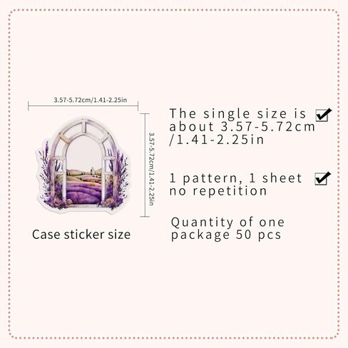 50PCS PET Waterproof Window Stickers, Watercolor Floral Window Sill Decals for Skateboard, Fridge, Laptop, Phone, Luggage (1.64-2.28 Inches)(Window-2) in Kuwait