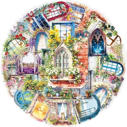 50PCS PET Waterproof Window Stickers, Watercolor Floral Window Sill Decals for Skateboard, Fridge, Laptop, Phone, Luggage (1.64-2.28 Inches)(Window-2) in Kuwait