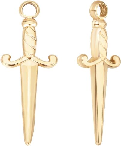 Beebeecraft 10Pcs 2 Colors Sword Charms 18K Gold Plated 201 Stainless Steel Antique Swords Knife Bookmark Charms for Jewellery Making in Saudi Arabia