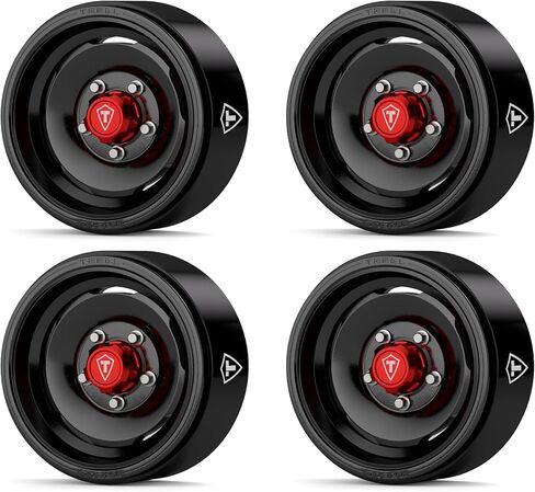 TREAL 1.9 Beadlock Wheels(4) Vintage Classic Wagon Scale Wheel CNC Machined Upgrades for 1/10 Crawlers RC-VTE10(Black) in Saudi Arabia