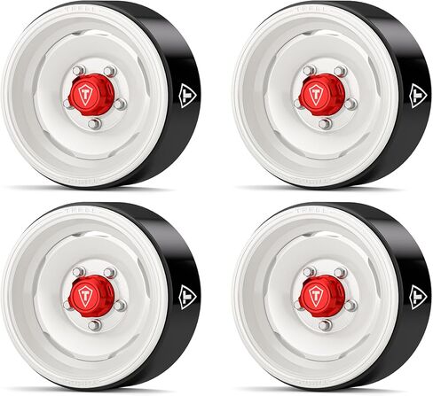 TREAL 1.9 Beadlock Wheels(4) Vintage Classic Wagon Scale Wheel CNC Machined Upgrades for 1/10 Crawlers RC-VTE10(Black) in Saudi Arabia
