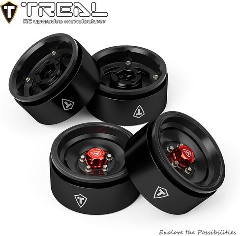 TREAL 1.9 Beadlock Wheels(4) Vintage Classic Wagon Scale Wheel CNC Machined Upgrades for 1/10 Crawlers RC-VTE10(Black) in Saudi Arabia