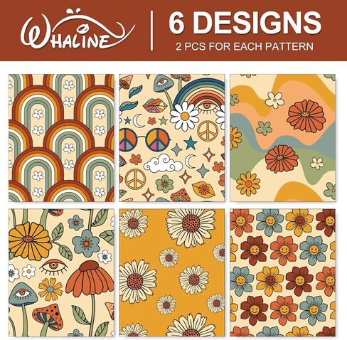 Whaline 12 Sheet Boho Wrapping Paper 27.6 x 39.4 Inch Retro Floral Rainbow Gift Wrap Paper -Not Roll- Folded Flat Vintage Flower Art Paper for Wedding Bridal Shower in Saudi Arabia