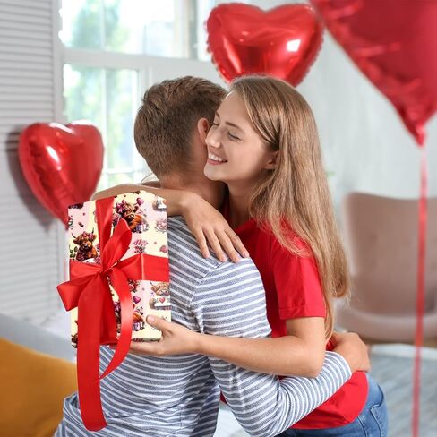 Geluode Yak Highland Cow Wrapping Paper, Valentine's Day Wrapping Paper - 4 Sheets Folded Flat 20x28 inches Floral Cow Gift Wrap for Yak Theme Birthday Wedding Valentine's Day in Saudi Arabia