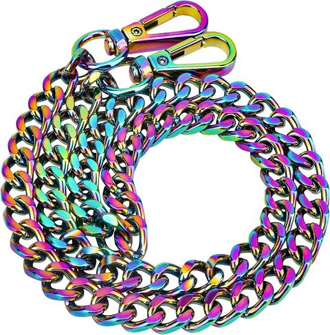 Rainbow Metal Wallet Chain Strap, 23.6 Inch Colorful Replacement Crossbody Shoulder Bag Chain with Sturdy Buckle, Durable Fashion Accessory for Handbags & DIY Women's Wallets in Kuwait
