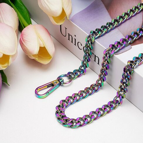 Rainbow Metal Wallet Chain Strap, 23.6 Inch Colorful Replacement Crossbody Shoulder Bag Chain with Sturdy Buckle, Durable Fashion Accessory for Handbags & DIY Women's Wallets in Kuwait
