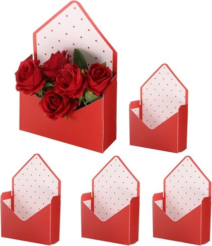PATIKIL Florist Bouquet Envelope Boxes, 5 Packs Flower Arrangement Box Packaging Gift Paper Boxes for Wedding, Party, Birthday, Mother's Day, Red in Saudi Arabia