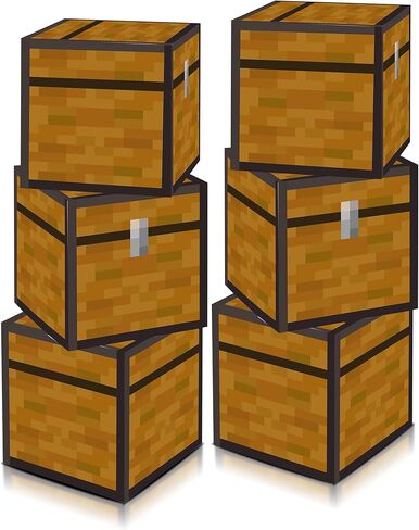 HOMEZZO 6 Pcs Video Game Party Favors Boxes, 11.8 Inch Large Pixel Treat Boxes, Pixel Video Game Birthday Decorations in Kuwait