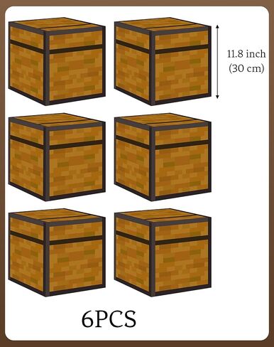 HOMEZZO 6 Pcs Video Game Party Favors Boxes, 11.8 Inch Large Pixel Treat Boxes, Pixel Video Game Birthday Decorations in Kuwait