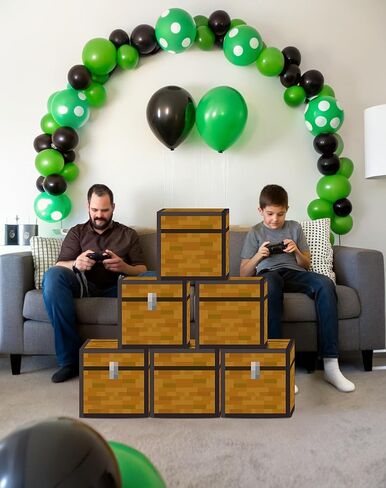 HOMEZZO 6 Pcs Video Game Party Favors Boxes, 11.8 Inch Large Pixel Treat Boxes, Pixel Video Game Birthday Decorations in Kuwait