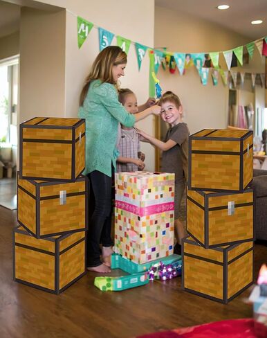 HOMEZZO 6 Pcs Video Game Party Favors Boxes, 11.8 Inch Large Pixel Treat Boxes, Pixel Video Game Birthday Decorations in Kuwait