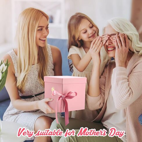 2 Pcs Valentine's Day Flower Gift Box for Women Empty Valentine Gifts for Mom Letter Shaped Box Rotating Double Layers Floral Container with Lid Fillable Chocolate Packaging for Holiday in Saudi Arabia