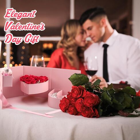 2 Pcs Valentine's Day Flower Gift Box for Women Empty Valentine Gifts for Mom Letter Shaped Box Rotating Double Layers Floral Container with Lid Fillable Chocolate Packaging for Holiday in Saudi Arabia