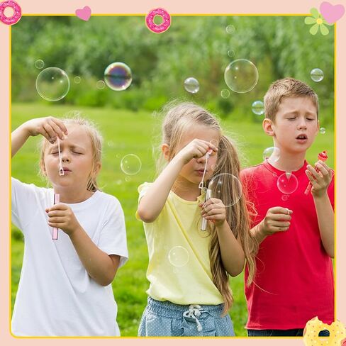78Pcs/24 Set Valentines Day Cards Kids Classroom Valentines Gifts Donut Party Favors Mini Bubble Wands Classroom Exchange Gifts Cards Ice Cream Drip Party Favors for Kids Toddlers Girls Boys in Saudi Arabia
