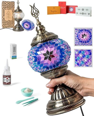 Ottoman Mosaics Turkish Mosaic Lamp Kit | DIY Art & Craft Project for Adults | Make Your Own Handmade Lamp (Purple) in Saudi Arabia